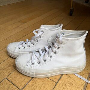 Leather Converse Platform High Top Sneakers